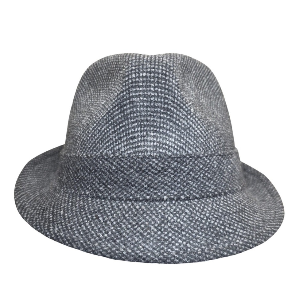 Stetson All American Hat Fedora Mens XL Gray Check Tweed Lined Classic Winter